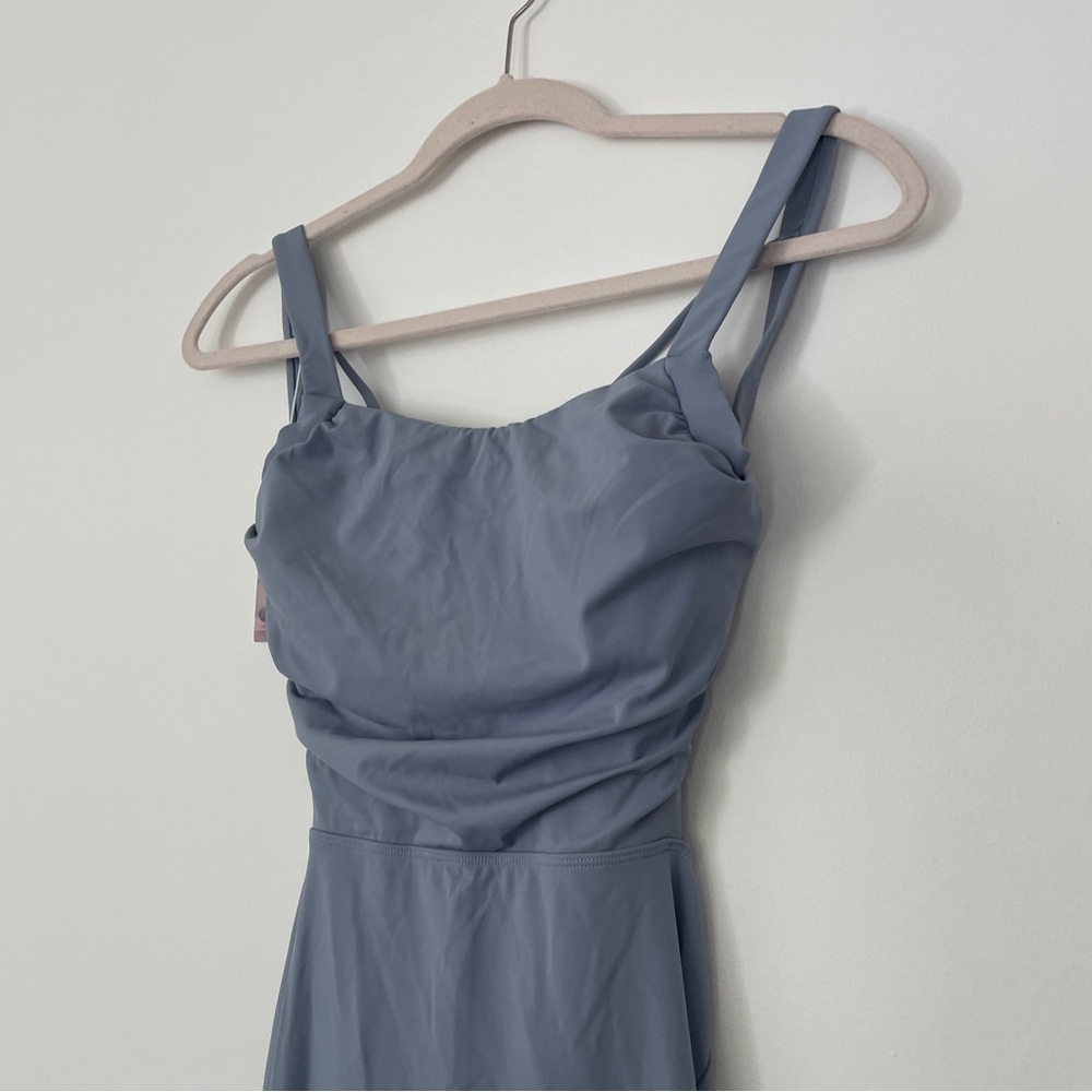 NWT Halara Ruched Lace Up Bodycon Midi Dress - Snowfake Blue - Size S - Picture 4 of 9